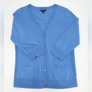 Talbots; M/P, Periwinkle, Three-Quarter Sleeve Cardigan